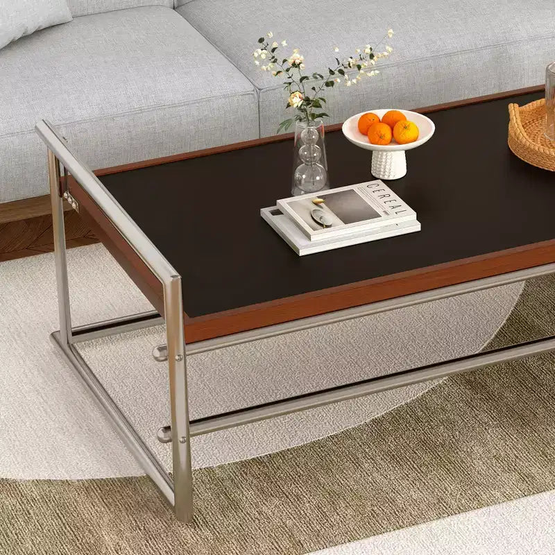 Luck Live 50 Convertible Coffee Table To Desk, Stainless Steel Frame, Dual-tone Top For Living Room