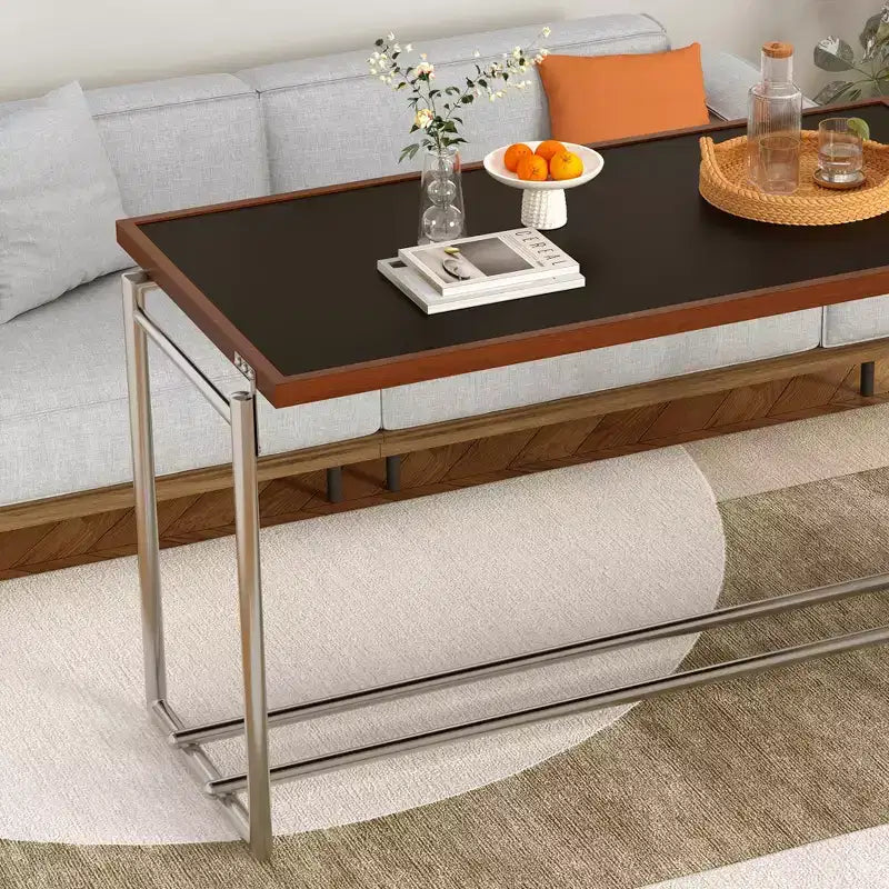 Luck Live 50 Convertible Coffee Table To Desk, Stainless Steel Frame, Dual-tone Top For Living Room