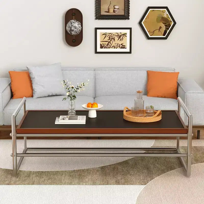 Luck Live 50 Convertible Coffee Table To Desk, Stainless Steel Frame, Dual-tone Top For Living Room