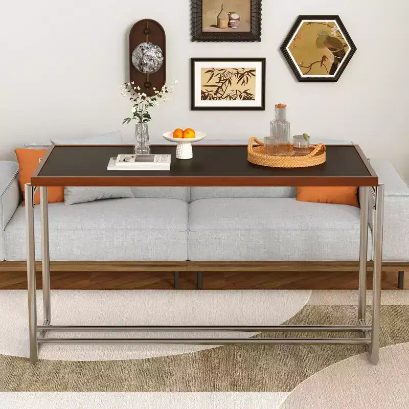 Luck Live 50 Convertible Coffee Table To Desk, Stainless Steel Frame, Dual-tone Top For Living Room