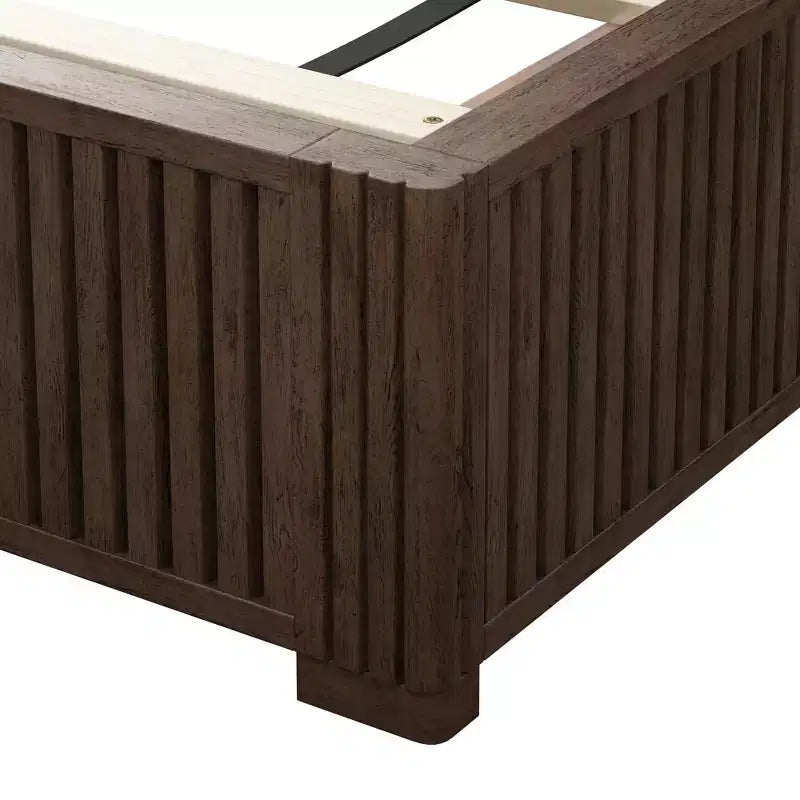 Queen/King Size Platform Bed Solid Wood Bed Frame with Vertical Fluted Headboard, Mid-Century Modern - ModernLuxe