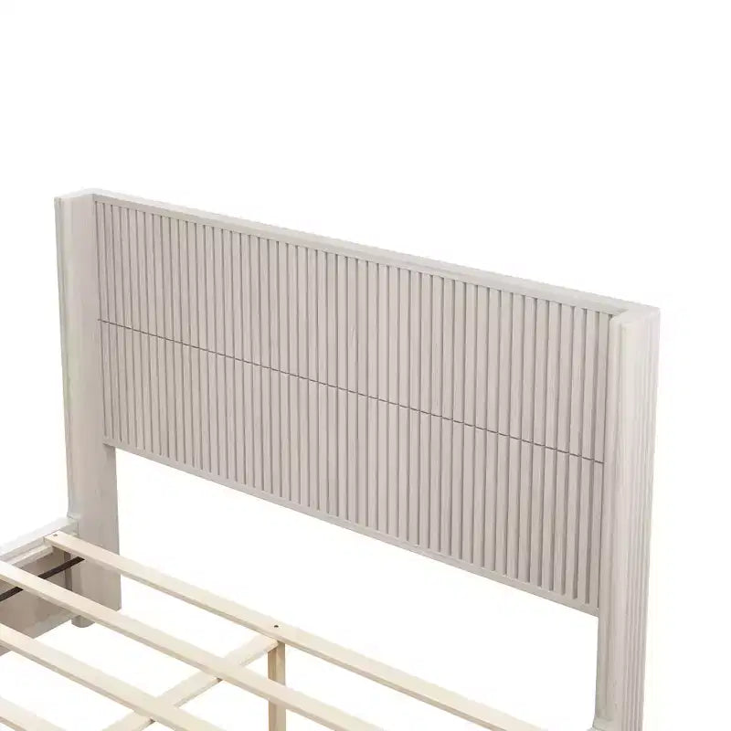 Queen/King Size Platform Bed Solid Wood Bed Frame with Vertical Fluted Headboard, Mid-Century Modern - ModernLuxe