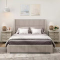 Queen/King Size Platform Bed Solid Wood Bed Frame with Vertical Fluted Headboard, Mid-Century Modern - ModernLuxe