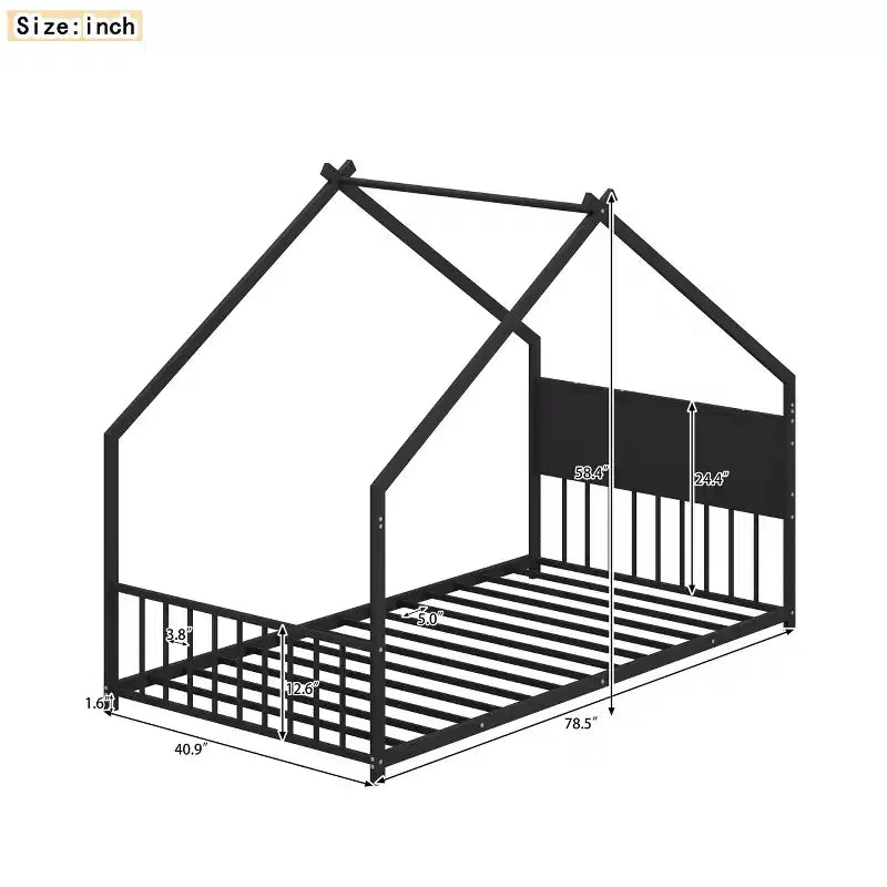 Twin Size Kid House Bed Metal Platform Bed Frame Toddler Bed with Colorful Lights - ModernLuxe