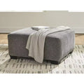 Signature Design by Ashley Revenna Oversized Accent Ottoman, Textured Polyester Upholstery, Greystone