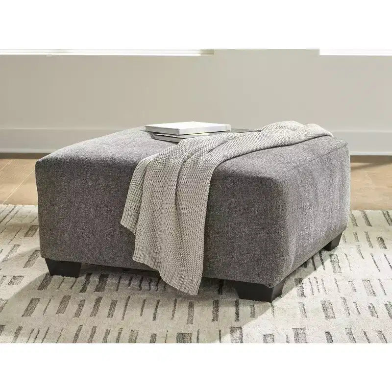 Signature Design by Ashley Revenna Oversized Accent Ottoman, Textured Polyester Upholstery, Greystone