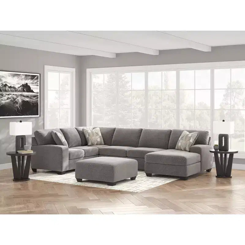 Signature Design by Ashley Revenna Oversized Accent Ottoman, Textured Polyester Upholstery, Greystone