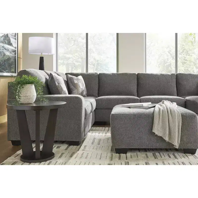 Signature Design by Ashley Revenna Oversized Accent Ottoman, Textured Polyester Upholstery, Greystone
