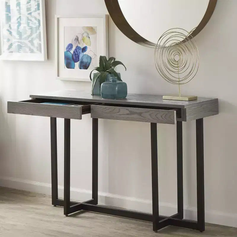 Nadian Wood Finish Console Table with Two Drawers - iNSPIRE Q