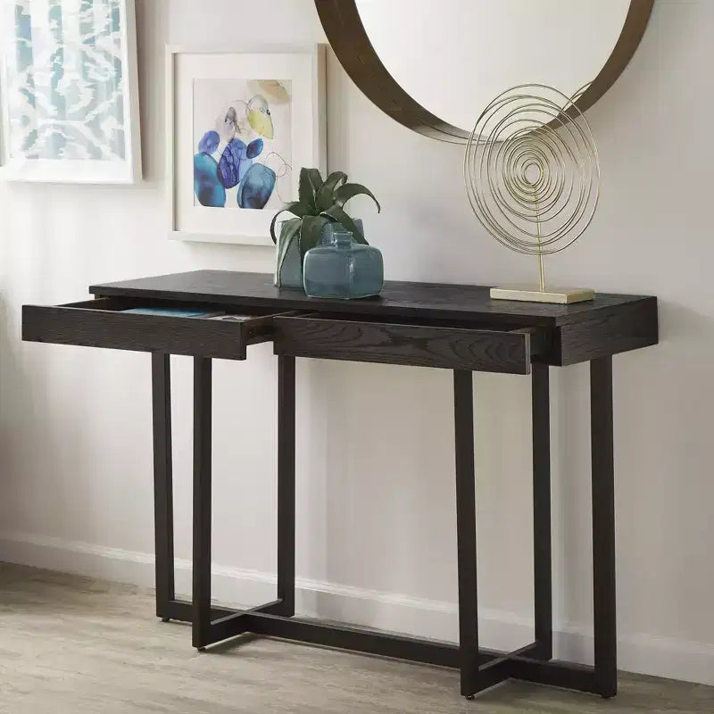 Nadian Wood Finish Console Table with Two Drawers - iNSPIRE Q