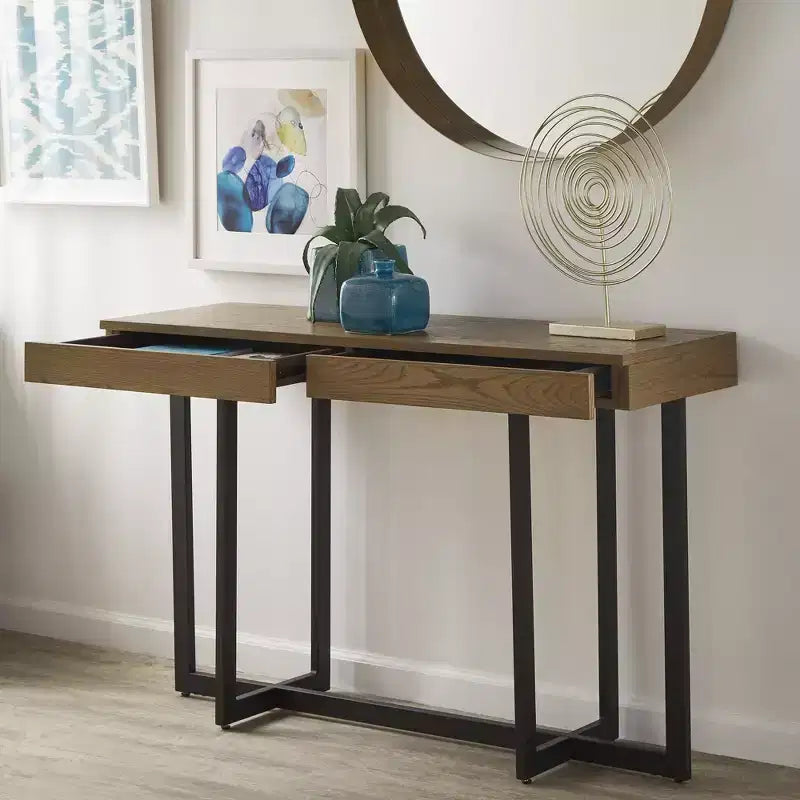 Nadian Wood Finish Console Table with Two Drawers - iNSPIRE Q
