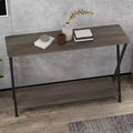 Modern Industrial Console Table 2-Tier Narrow Sofa Side Table with Storage Shelf, Sturdy Metal Frame, Space-Saving for Living Room, Entryway, Grey