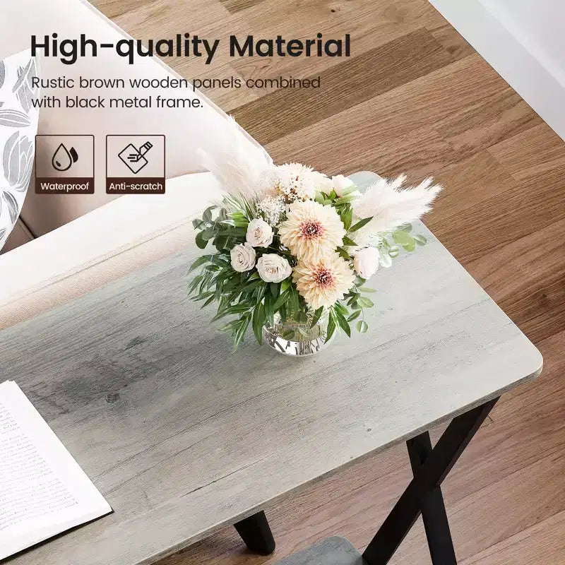 Modern Industrial Console Table 2-Tier Narrow Sofa Side Table with Storage Shelf, Sturdy Metal Frame, Space-Saving for Living Room, Entryway, Grey