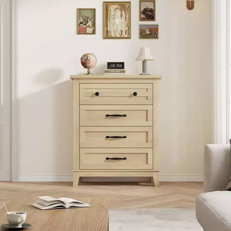 CuisinSmart 4 Dresser for Bedroom, 35 Tall Vertical Drawer Dresser with Large Storage, Freestanding Wooden Closet Chest for Living Room