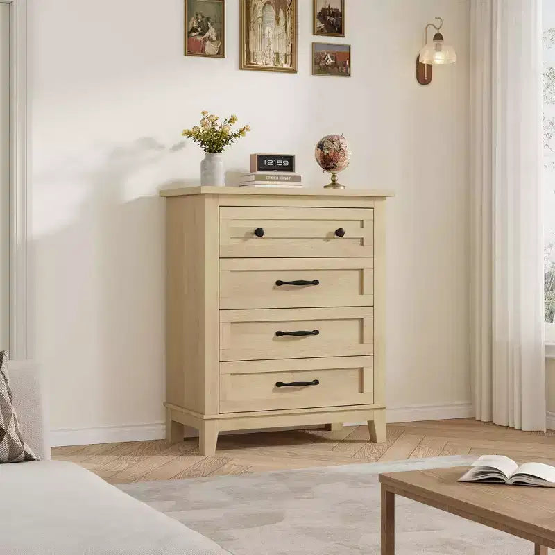 CuisinSmart 4 Dresser for Bedroom, 35 Tall Vertical Drawer Dresser with Large Storage, Freestanding Wooden Closet Chest for Living Room