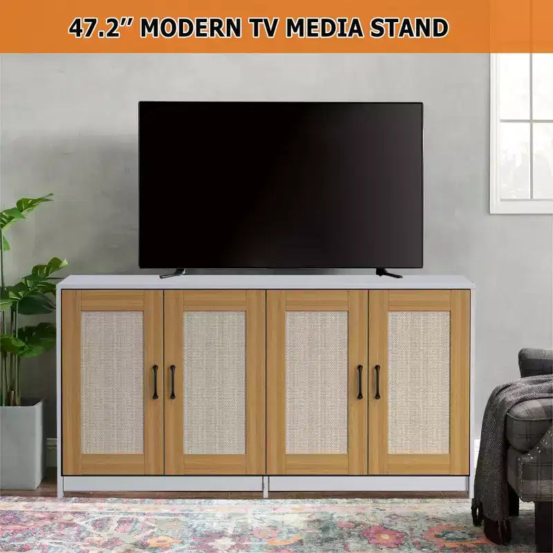 Double Cat Litter Box Enclosure 47 - 2 Cats Hidden Litter Furniture With Sisal Scratching Doors, Wood Cabinet For Indoor Cats