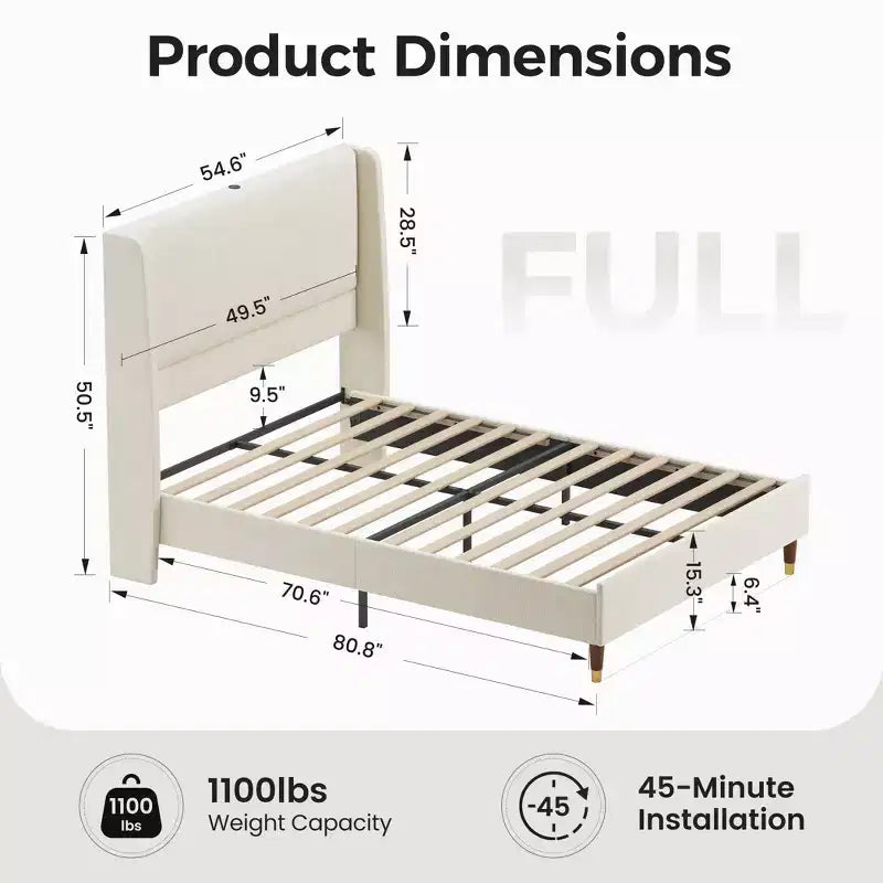 Ora Maison Modern Upholstered Storage Bed