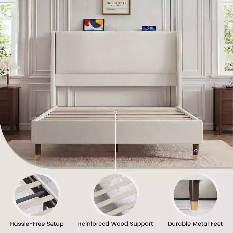 Ora Maison Modern Upholstered Storage Bed