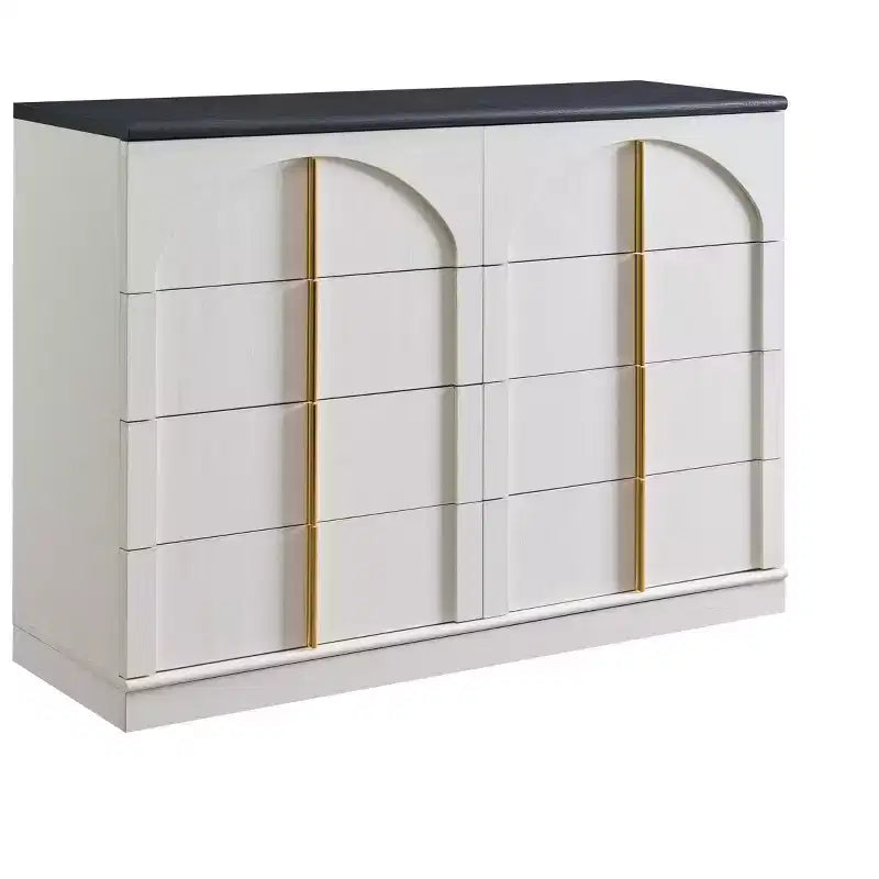 8 Drawer Dresser for Bedroom, 47 Wide Modern Chest of Drawers with Gold Handles, Wooden Dresser TV Stand, Closet Clothes Storage Organizer