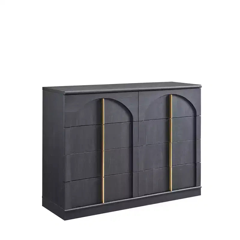 8 Drawer Dresser for Bedroom, 47 Wide Modern Chest of Drawers with Gold Handles, Wooden Dresser TV Stand, Closet Clothes Storage Organizer