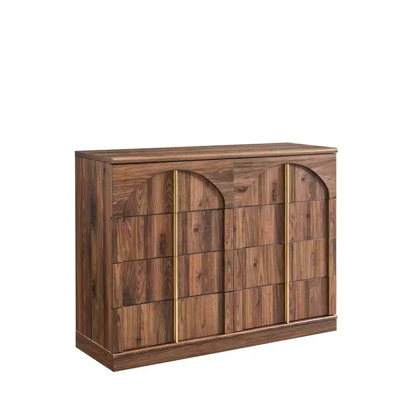 8 Drawer Dresser for Bedroom, 47 Wide Modern Chest of Drawers with Gold Handles, Wooden Dresser TV Stand, Closet Clothes Storage Organizer