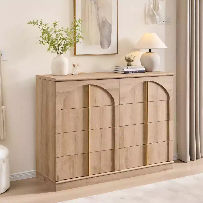 8 Drawer Dresser for Bedroom, 47 Wide Modern Chest of Drawers with Gold Handles, Wooden Dresser TV Stand, Closet Clothes Storage Organizer