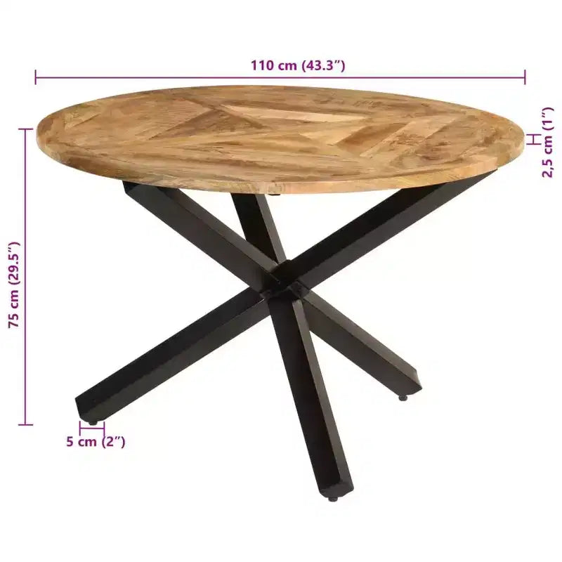 Sturdy Round Dining Table in Solid Mango Wood