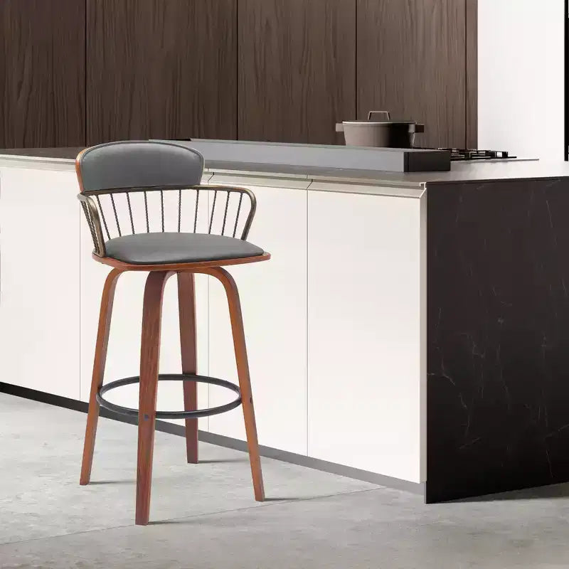 GDFStudio Urban Faux Leather Upholstered Swivel Stool