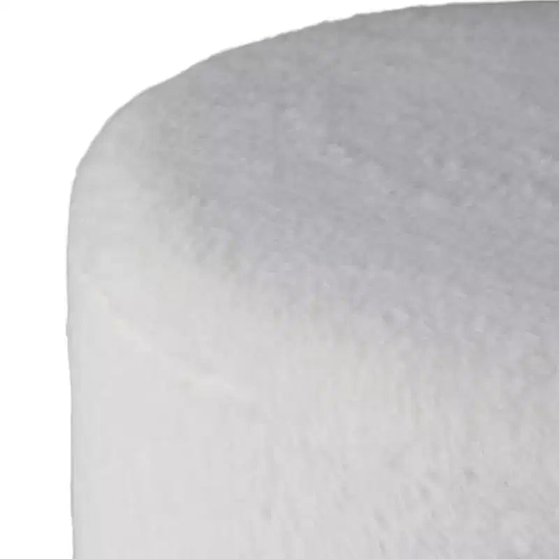 Decorative Faux Fur Upholstered Ottoman with Ball Feet - Contemporary Home Decor Accent for Vanity, Bedroom, and Foot Rest Ottoman - 15, Ivory