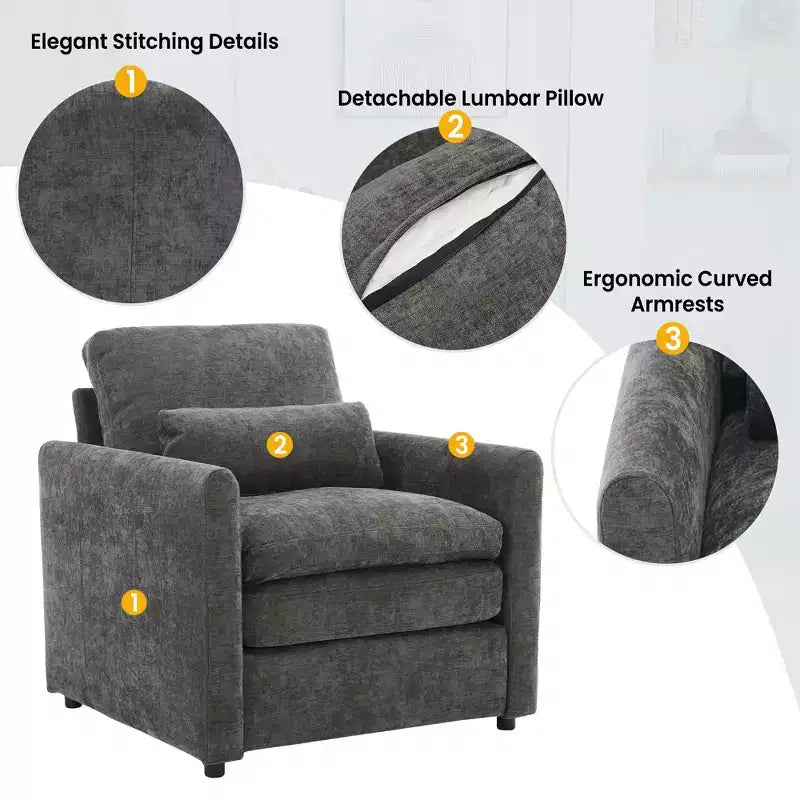GDFStudio Stan 31.9 Ergonomic Cozy Upholstered Armchair