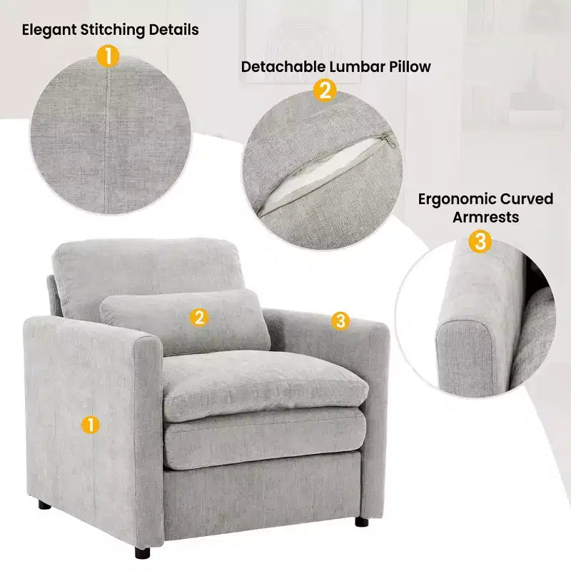 GDFStudio Stan 31.9 Ergonomic Cozy Upholstered Armchair