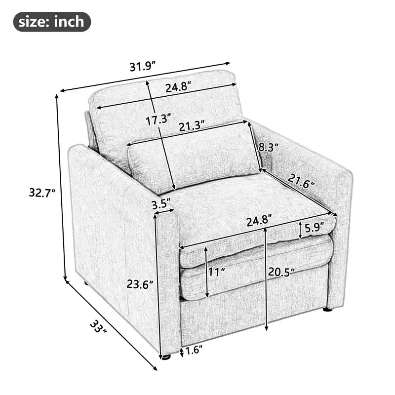 GDFStudio Stan 31.9 Ergonomic Cozy Upholstered Armchair