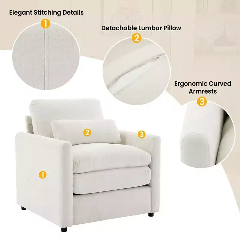GDFStudio Stan 31.9 Ergonomic Cozy Upholstered Armchair
