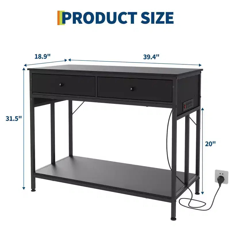 Heavy Duty Fish Tank Stand with Power Outlet, 40-50 Gallon Double Metal Aquarium/Reptile Terrarium Table, 2 Storage Drawers & Height Adjustable Feet