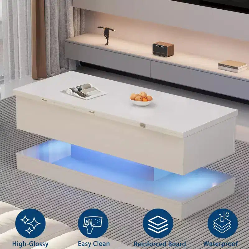 47.2-Inch Modern Lift-Top Coffee Table - Adjustable Height & 180lb Capacity for Living Room, Dining & Office