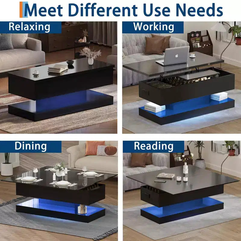 47.2-Inch Modern Lift-Top Coffee Table - Adjustable Height & 180lb Capacity for Living Room, Dining & Office