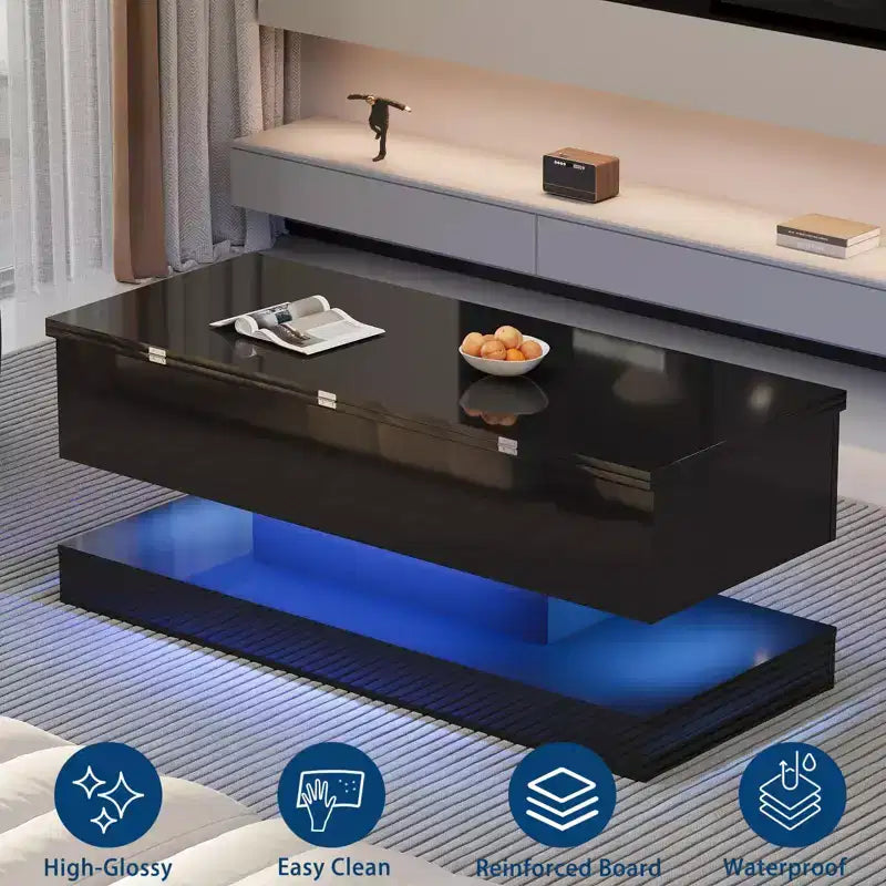 47.2-Inch Modern Lift-Top Coffee Table - Adjustable Height & 180lb Capacity for Living Room, Dining & Office