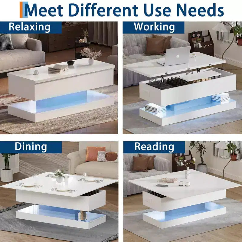 47.2-Inch Modern Lift-Top Coffee Table - Adjustable Height & 180lb Capacity for Living Room, Dining & Office