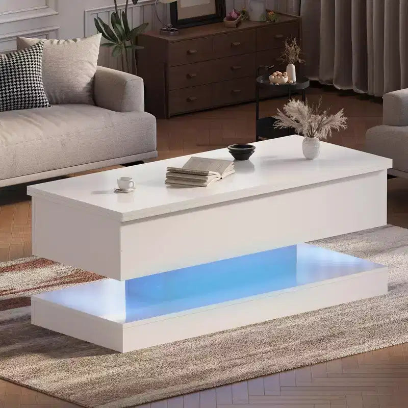 47.2-Inch Modern Lift-Top Coffee Table - Adjustable Height & 180lb Capacity for Living Room, Dining & Office