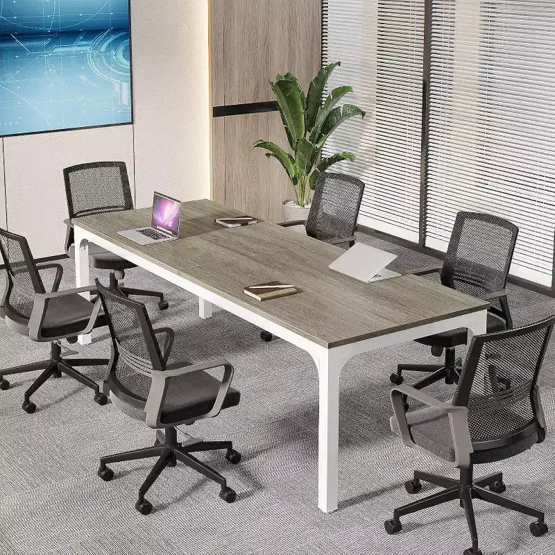 Lantine 6.5 FT Conference Room Table, 78.74 W x 27.56 D Large Office Meeting Table, Modern Seminar Desk for Boardroom (1, Oak)