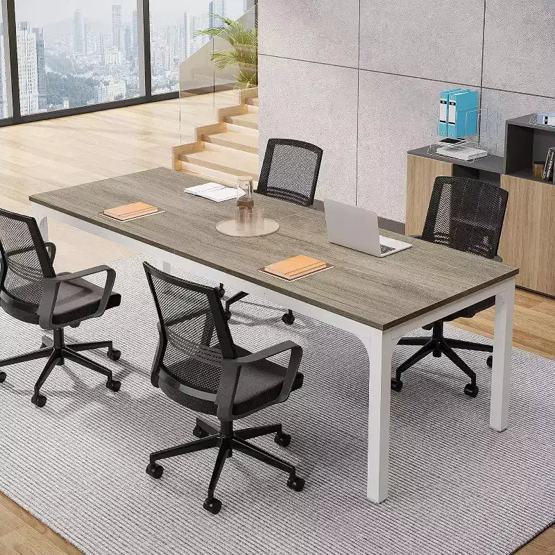 Lantine 6.5 FT Conference Room Table, 78.74 W x 27.56 D Large Office Meeting Table, Modern Seminar Desk for Boardroom (1, Oak)