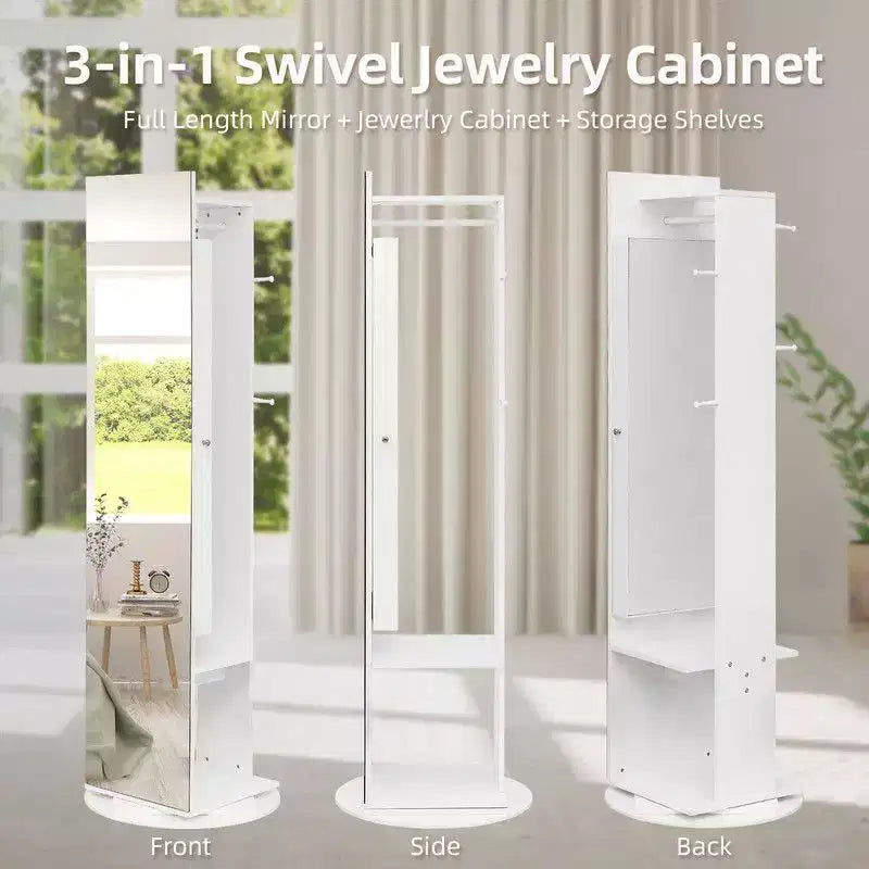 Karl Home 360 Full Length Mirror Jewelry Armoire with Hall Tree