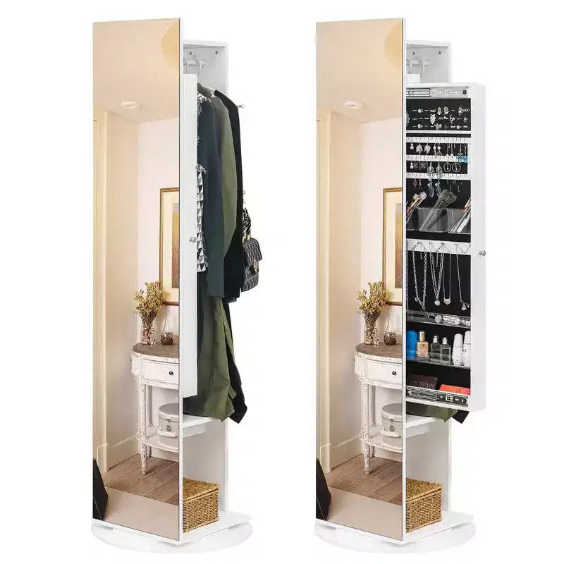 Karl Home 360 Full Length Mirror Jewelry Armoire with Hall Tree