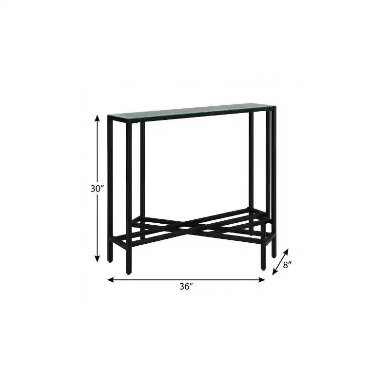 HomeRoots 36 Black Mirrored Glass Console Table