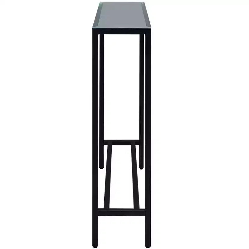 HomeRoots 36 Black Mirrored Glass Console Table