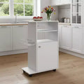 HomeRoots White 24 Rolling Kitchen Cart With Storage