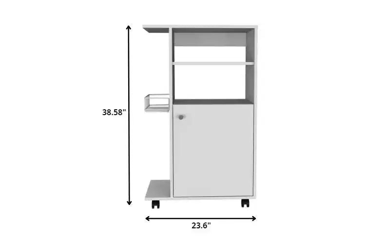 HomeRoots White 24 Rolling Kitchen Cart With Storage