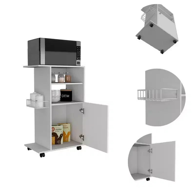 HomeRoots White 24 Rolling Kitchen Cart With Storage