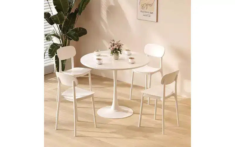 JVNOXK 24-Inch Round Table, Modern Dining Table, Tulip Round Kitchen Table, Medieval Style Living Room Coffee Table, Oval Dining Table, White