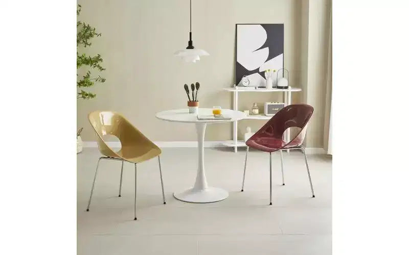 JVNOXK 24-Inch Round Table, Modern Dining Table, Tulip Round Kitchen Table, Medieval Style Living Room Coffee Table, Oval Dining Table, White